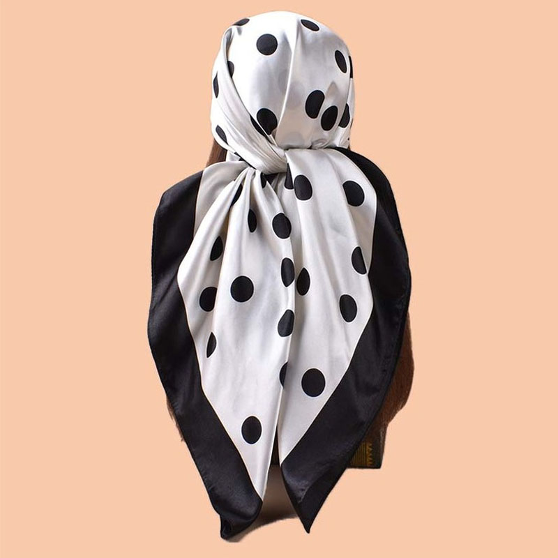 Windsor Knot Tie - 90*90 cm Lüks Puantiyeli Ipek Kare