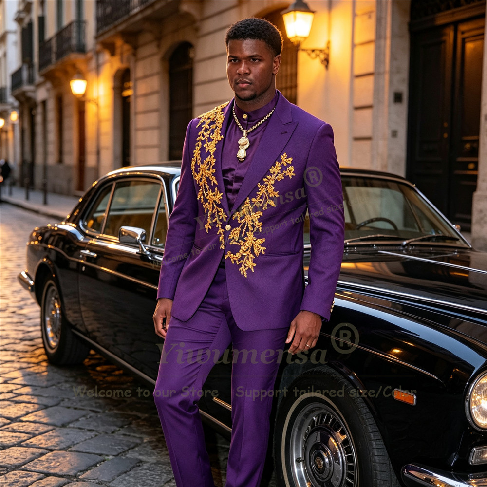 Unique Men'S Formal Wear - Benzersiz Tasarım Mor Erkek Takım Elbise
