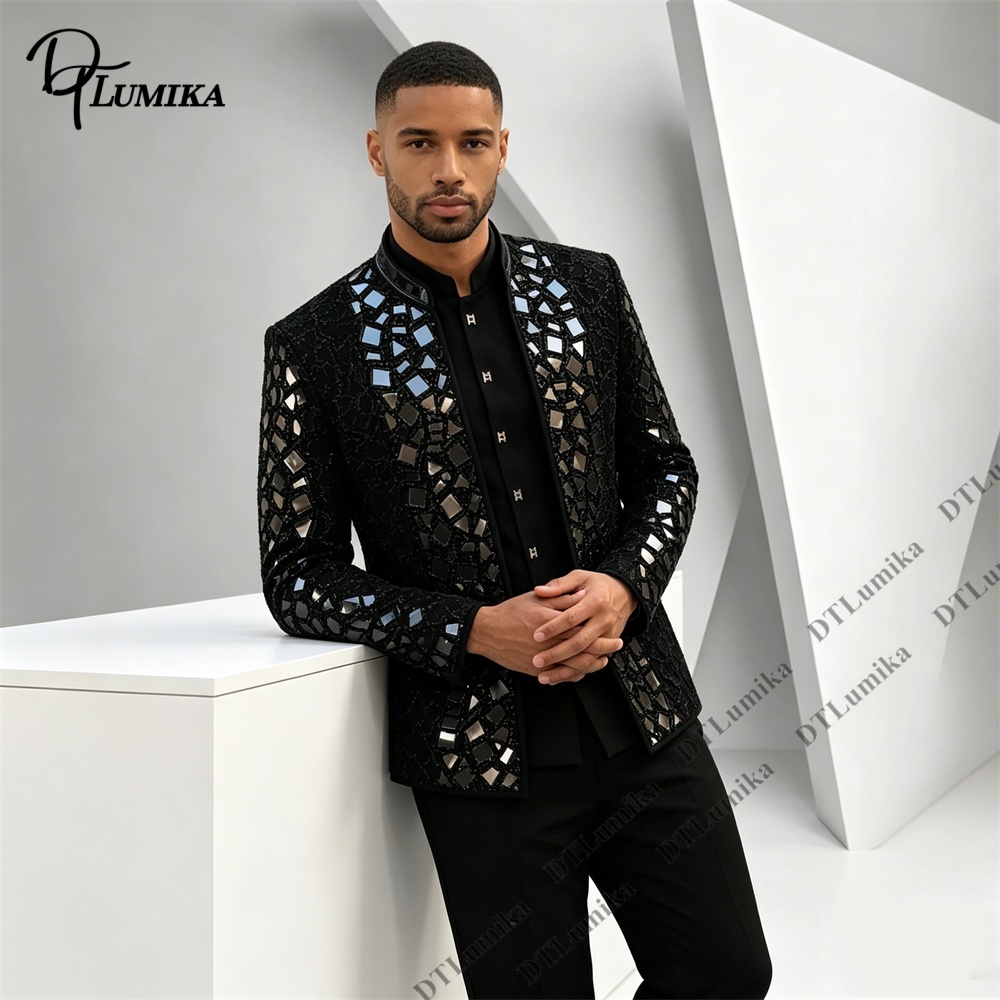 Erkekler Siyah Mandarin Yaka T - Men'S Formal Wear For Office incelemesi ve fiyatı