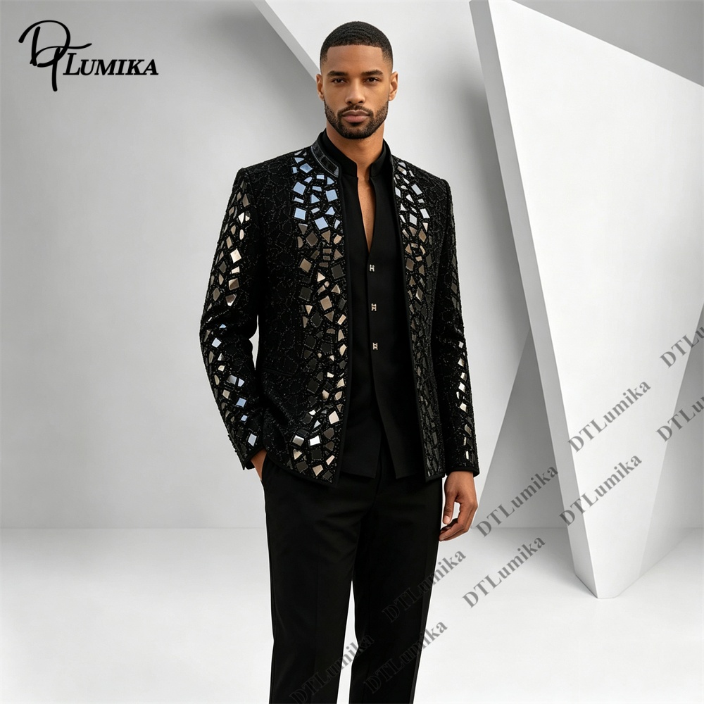 Erkekler Siyah Mandarin Yaka T - Men'S Formal Wear For Office incelemesi ve fiyatı
